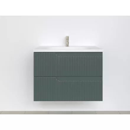 Piramida EURIDIKA fali fürdőszobabútor - műmárvány mosdóval -2 fiókos - PINO ZÖLD - 75 x 48 x 53 cm