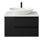 Piramida EURIDIKA fali fürdőszobabútor - mosdópult mosdó nélkül -2 fiókos - PINO FEKETE - 75 x 48 x