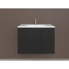 Piramida EURIDIKA fali fürdőszobabútor - műmárvány mosdóval -2 ajtós - PINO FEKETE - 75 x 48 x 53 cm