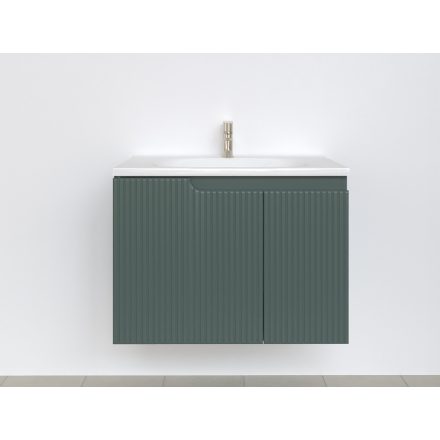 Piramida EURIDIKA fali fürdőszobabútor - műmárvány mosdóval -2 ajtós - PINO ZÖLD - 75 x 48 x 53 cm