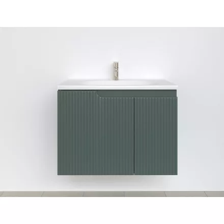Piramida EURIDIKA fali fürdőszobabútor - műmárvány mosdóval -2 ajtós - PINO ZÖLD - 75 x 48 x 53 cm