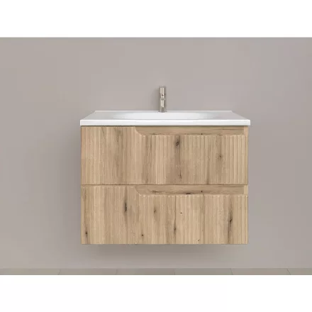 Piramida EURIDIKA fali fürdőszobabútor - műmárvány mosdóval -2 ajtós - PINO TÖLGY - 75 x 48 x 53 cm