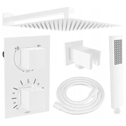 Mexen Cube DR02 termosztátos falsík alatti zuhanyrendszer 25 cm-es esőztetővel, fehér