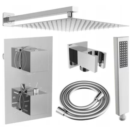 Mexen Cube DR02 termosztátos falsík alatti zuhanyrendszer 30 cm-es esőztetővel, króm
