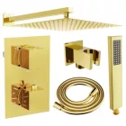 Mexen Cube DR02 termosztátos falsík alatti zuhanyrendszer 30 cm-es esőztetővel, arany