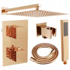 Mexen Cube DR02 termosztátos falsík alatti zuhanyrendszer 30 cm-es esőztetővel, rózsaarany