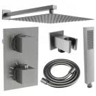 Mexen Cube DR02 termosztátos falsík alatti zuhanyrendszer 30 cm-es esőztetővel, szálcsiszolt grafit