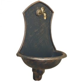   SIENA kerti alumínium öntvény falikút antikolt bronz, tömlővéges réz kerti csappal