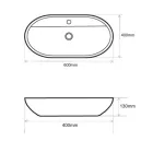EROS - Top Counter pultra ültethető porcelán mosdó - ROCK 5 - 60 x 40 cm