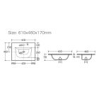 TMP SLIM STRIPE 60 fali függesztett fürdőszobabútor - SKY E-8099-60 porcelán mosdóval - 61 x 46 cm