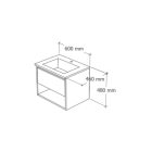 TMP NORD CRAFT 60 fali függesztett fürdőszobabútor - SKY E-8099-60 porcelán mosdóval- 61 x 46 cm