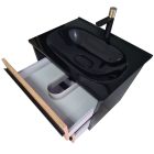 Piramida Euridika Oliva - Fekete fali függesztett fürdőszobabútor Fekete Mosdókagylóval 65/75 cm