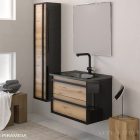 Piramida Euridika Oliva - Fekete fali függesztett fürdőszobabútor Fekete Mosdókagylóval 65/75 cm