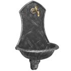 SIENA kerti alumínium öntvény falikút antikolt ezüst, tömlővéges réz kerti csappal