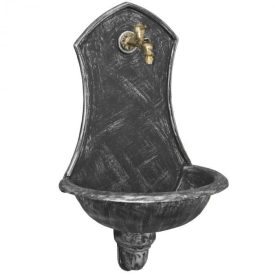   SIENA kerti alumínium öntvény falikút antikolt ezüst, tömlővéges réz kerti csappal