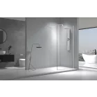 Stuxi Aqua Walk-in zuhanyfal, 100x200 cm, 8 mm vastag vízlepergető biztonsági üveggel, 200 cm magas, króm profillal, távtartóval és küszöbbel