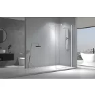 Stuxi Aqua Walk-in zuhanyfal, több méretben, 8 mm vastag vízlepergető biztonsági üveggel, 200 cm magas, króm profillal, távtartóval és küszöbbel