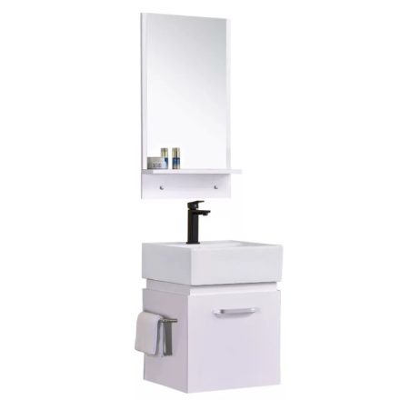 Capri White 45 komplett fürdőszoba bútor fali mosdószekrénnyel, kerámia mosdóval és tükörrel