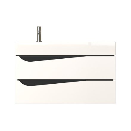 Piramida EURIDIKA fali fürdőszobabútor - műmárvány mosdóval -2 fiókos - ALPINFEHÉR-FEKETE - 90 x 41 x 56 cm