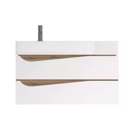   Piramida EURIDIKA fali fürdőszobabútor - műmárvány mosdóval -2 fiókos - ALPINFEHÉR-TÖLGY - 90 x 41 x 56 cm