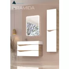 Piramida EURIDIKA fali fürdőszobabútor - műmárvány mosdóval -2 fiókos - ALPINFEHÉR-TÖLGY - 90 x 41 x 56 cm