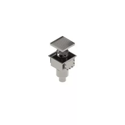INOX szifon rozsdamentes 300x300 folyóka moduláris LN150, függőleges kimenet DN110 rács típus réses M125 (992994-4)
