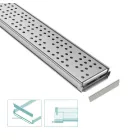 STAINLESS inox végpanel – zuhany/erkély vízelvezető, LN110, H20 mm