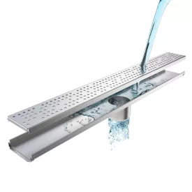   STAINLESS inox zuhany/erkély vízelvezető – LN110, lejtős H23 mm
