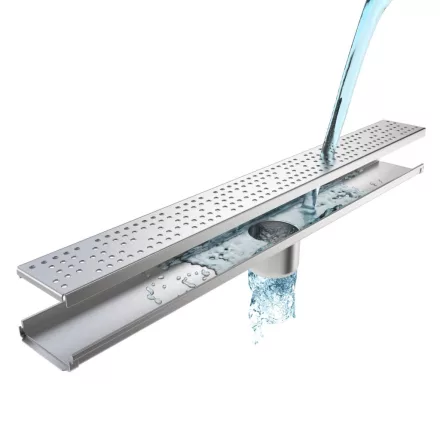 STAINLESS inox zuhany/erkély vízelvezető – LN110, lejtős H23 mm