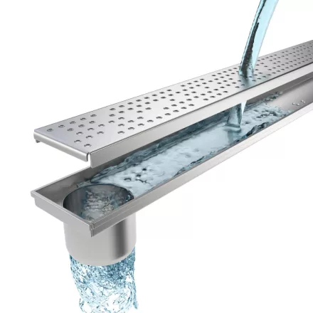 STAINLESS inox zuhany/erkély vízelvezető – LN110, lejtős H25 mm