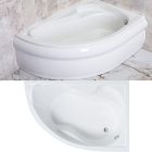 Favorit Siesta 150 x 100 cm, jobbos aszimmetrikus íves akril sarokkád csúszásmentes belsővel, előlappal, állvánnyal