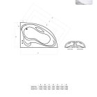 Favorit Siesta 150 x 100 cm, jobbos aszimmetrikus íves akril sarokkád csúszásmentes belsővel, előlappal, állvánnyal