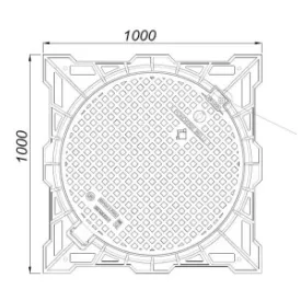   öntöttvas fedlap URBAN négyzetes kerettel 1000x1000 Hext.100 PL.800 zárral F900 (AP1000)