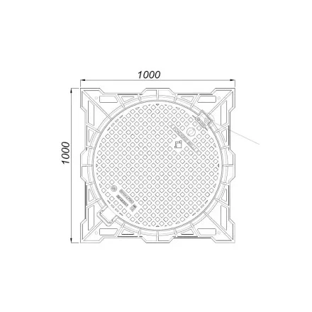 öntöttvas fedlap URBAN négyzetes kerettel 1000x1000 Hext.100 PL.800 zárral F900 (AP1000)