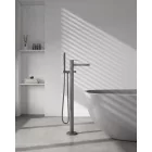 Arezzo Design Elegant szabadon álló kádtöltő csaptelep zuhanyszettel, metál szürke
