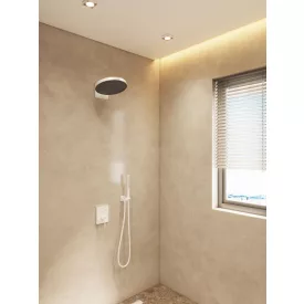   Arezzo Design Elegant matt fehér falsík alatti zuhanyrendszer, zuhanyszettel, esőztetővel, falon belüli egységgel