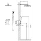 Arezzo Design Cubefield króm egykaros kerámiabetétes falsík alatti zuhanyrendszer zuhanyszettel, esőztetővel