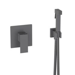   AREZZO design CUBEFIELD falsík alatti hideg-meleg vizes egykaros kerámiabetétes bidé csaptelep kézizuhannyal, matt fekete