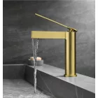 Arezzo Design Elegant szálcsiszolt arany álló egykaros kerámiabetétes mosdó csaptelep