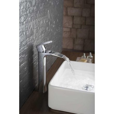 Arezzo Design Wakefield Cascade króm álló egykaros kerámiabetétes vízeséses magasított mosdó csaptelep