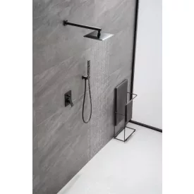   Arezzo Design Rockfield fekete falsík alatti egykaros kerámiabetétes zuhany csaptelep esőztetővel