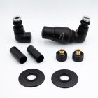 AREZZO design CORNERPEX radiátor szelep matt fekete, jobbos szelep központi fűtésről való működtetéssel