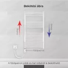 AREZZO design 600 W-os matt fekete elektromos fűtőpatron törölközőszárító radiátorhoz termosztátos hőfokszabályozóval