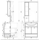 Bianca Plus 65 komplett fürdőszobabútor, magasfényű fehér színben, jobbos nyitási irány