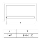 Diplon (98-110)x80 aszimmetrikus szögletes fix+nyílóajtós zuhanykabin 6 mm vastag vízlepergető biztonsági üveggel, 190 cm magas, króm