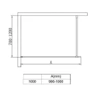 Diplon Window 100 cm Walk-in Zuhanyfal, 8 mm vastag biztonsági üveggel, 200 cm magas, fekete