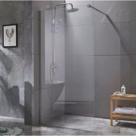 Diplon Walk-in 80 cm széles zuhanyfal króm kerettel, 8 mm edzett áttetsző üveggel, 195 cm magas