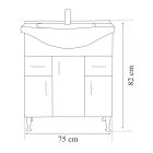 Bianca Prime 75 komplett fürdőszobabútor, magasfényű fehér színben