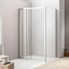 Diplon 120x80 tripla tolóajtós aszimmetrikus zuhanykabin, 5 mm edzett üveggel, 185 cm magas