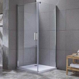   Diplon 90x90 cm, egy nyílóajtós szögletes zuhanykabin, 8 mm edzett áttetsző üveggel, 195 cm magas